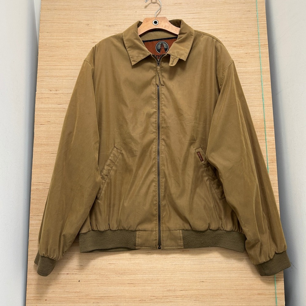 Weatherproof Garment Company Mens XL Tan Microfiber Harrington Golf Jacket Zip